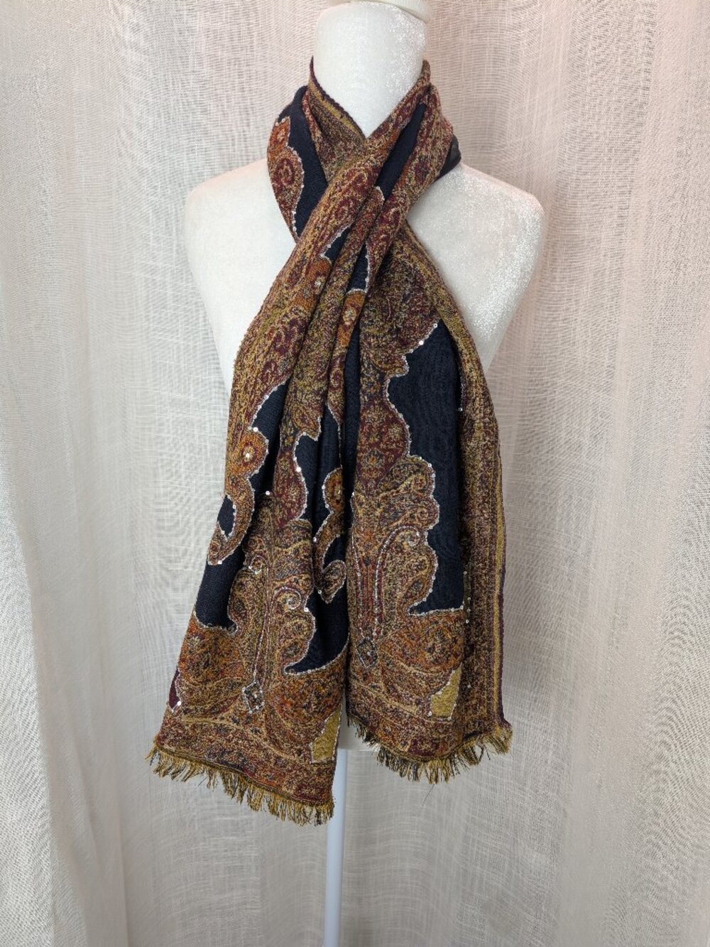 Sevya Embroidered Scarf 14" x 58"